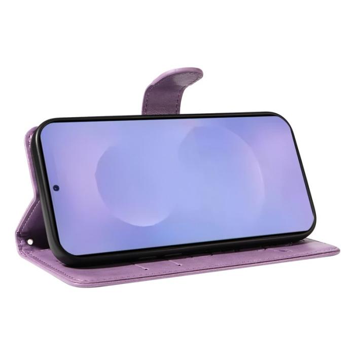 OEM - Samsung Galaxy S26 / S26 Pro Fodral Konstläder Blommönster - Ljuslila