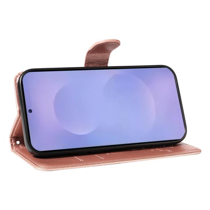 OEM - Samsung Galaxy S26 / S26 Pro Fodral Konstläder Blommönster - Roséguld