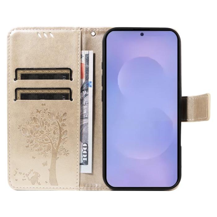 OEM - Samsung Galaxy S26 / S26 Pro Fodral Konstläder Kattträd - Guld