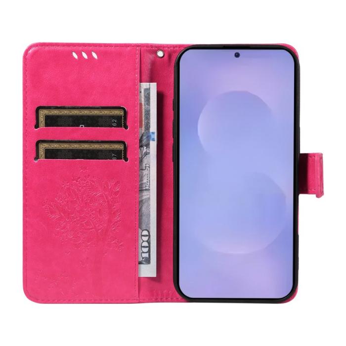 OEM - Samsung Galaxy S26/S26 Pro Fodral Konstläder Kattträd - Rosa