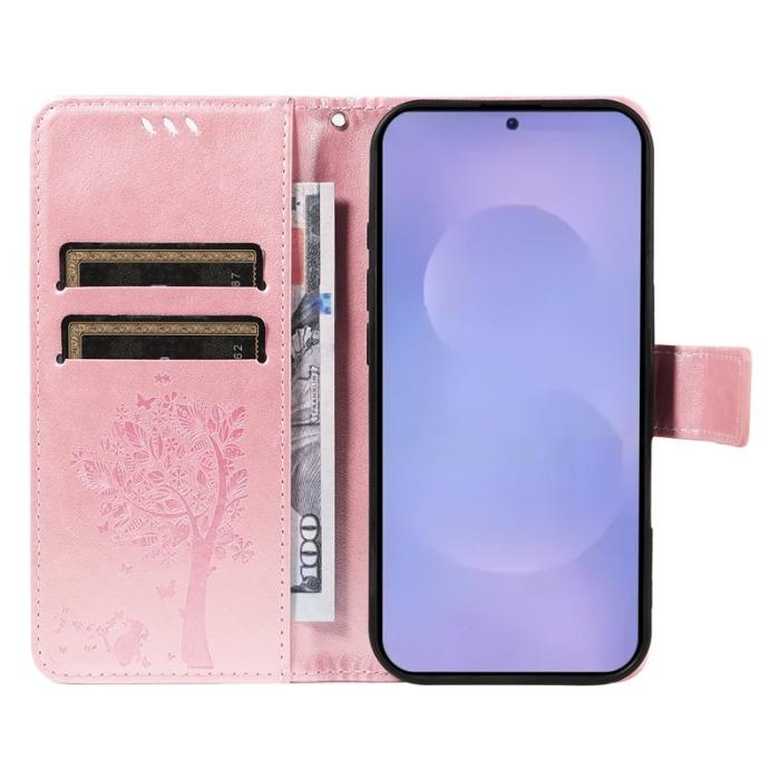 OEM - Samsung Galaxy S26 / S26 Pro Fodral Läder Ställ Cat Tree - Roséguld