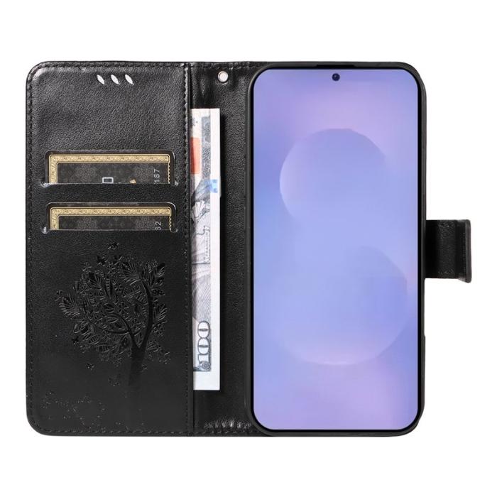 OEM - Samsung Galaxy S26 / S26 Pro Fodral Läder Ställ Cat Tree - Svart