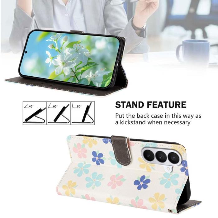 OEM - Samsung Galaxy S26 / S26 Pro Fodral Mönstertryck Konstläder - Färgade Blommor