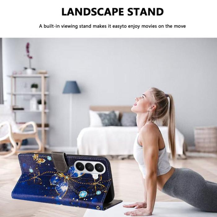 OEM - Samsung Galaxy S26/S26 Pro Fodral Mönstertryck PU Läder - Blå Fjäril