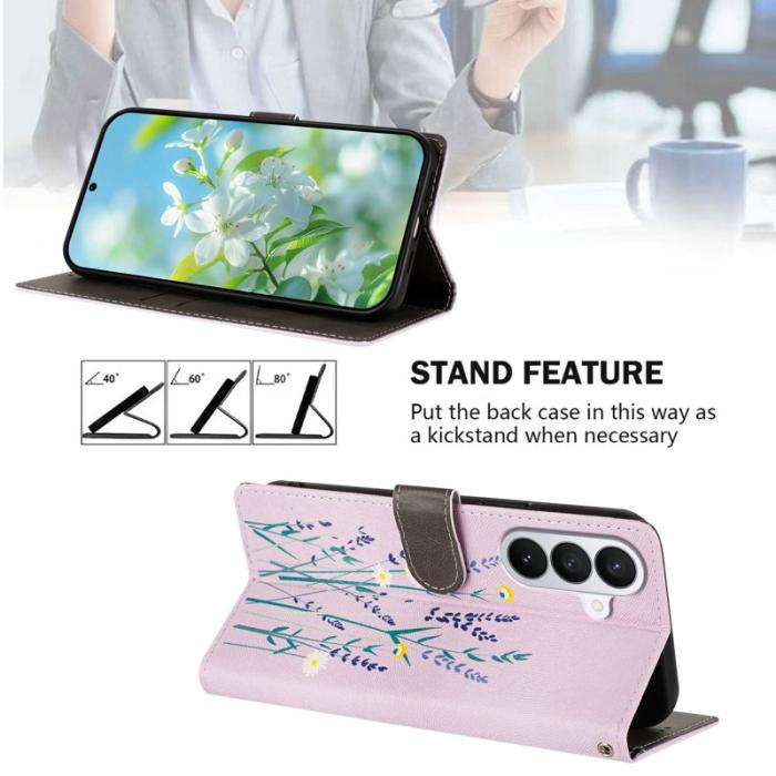 OEM - Samsung Galaxy S26 / S26 Pro Fodral Mönstertryck PU Läder - Lavendel