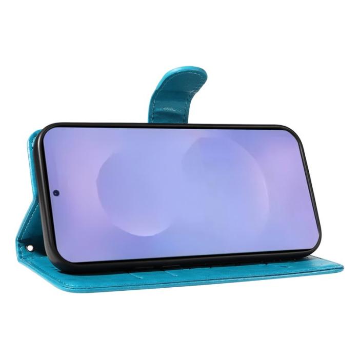 OEM - Samsung Galaxy S26 / S26 Pro Fodral PU Läder Blommönster - Blå