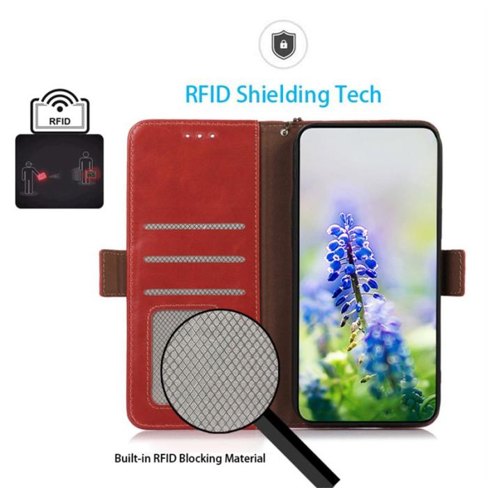 OEM - Samsung Galaxy S26 / S26 Pro Fodral RFID Skydd Äkta Läder - Röd