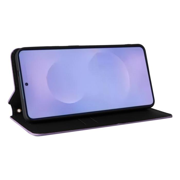 OEM - Samsung Galaxy S26 / S26 Pro Fodral Rhombus Prägling Äkta Läder - Lila