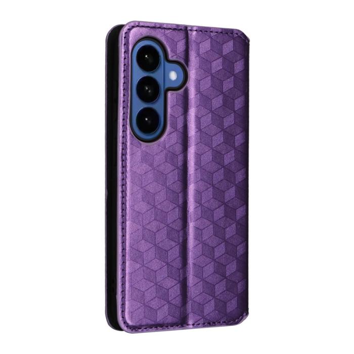 OEM - Samsung Galaxy S26 / S26 Pro Fodral Rhombus Prägling Äkta Läder - Lila