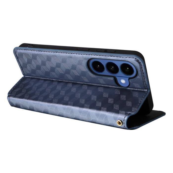 OEM - Samsung Galaxy S26 / S26 Pro Fodral Rombmönstrad Äkta Läder - Blå