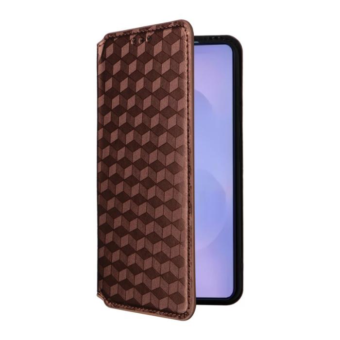 OEM - Samsung Galaxy S26 / S26 Pro Fodral Rombmönstrad Äkta Läder - Brun