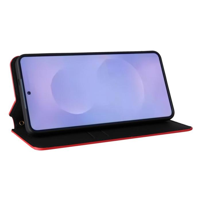 OEM - Samsung Galaxy S26 / S26 Pro Fodral Rombmönstrad Äkta Läder - Röd