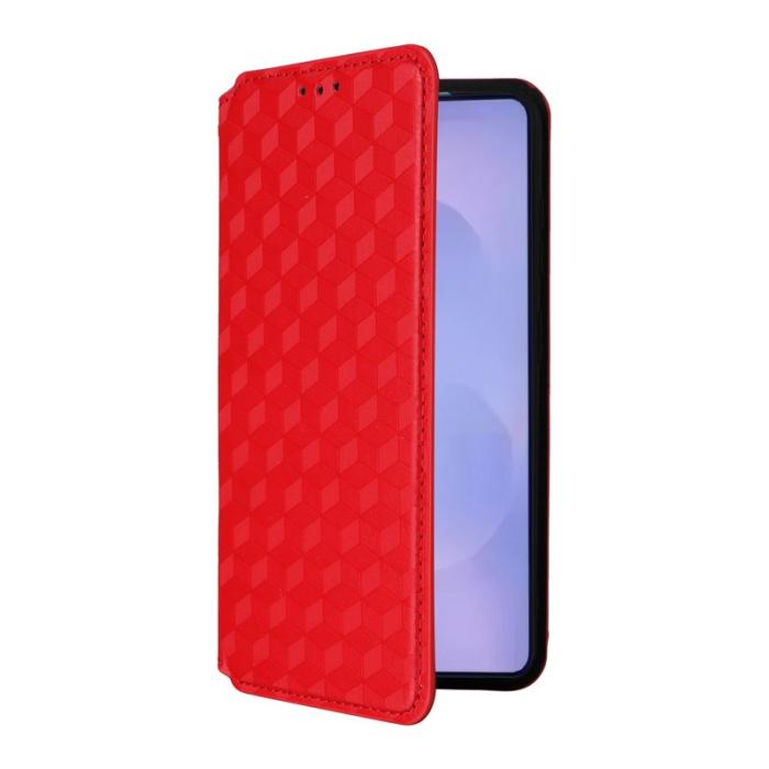 OEM - Samsung Galaxy S26 / S26 Pro Fodral Rombmönstrad Äkta Läder - Röd