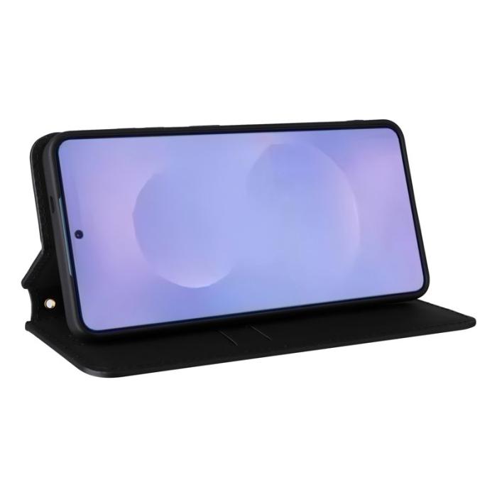 OEM - Samsung Galaxy S26 / S26 Pro Fodral Rombmönstrad Äkta Läder - Svart