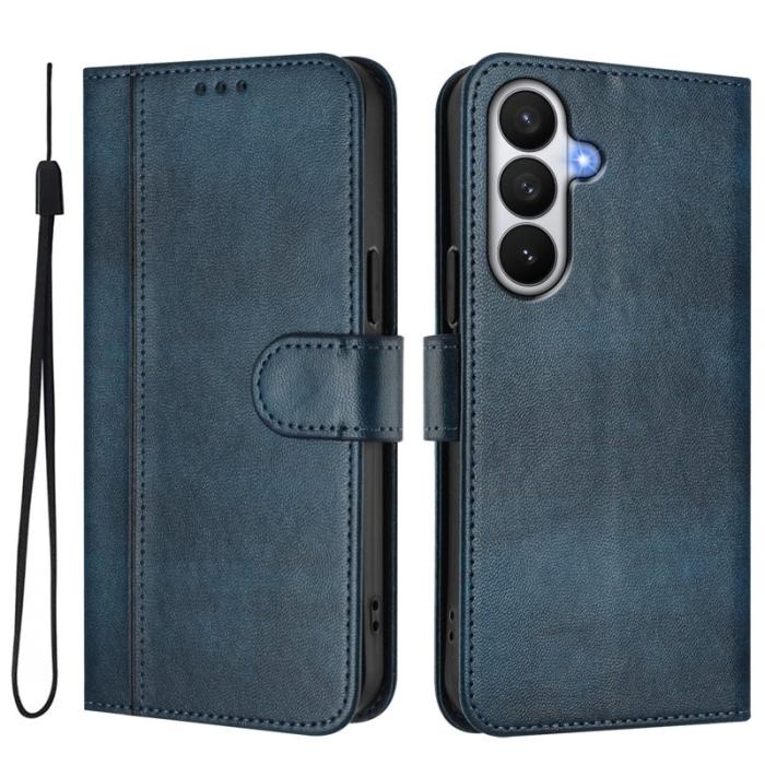 OEM - Samsung Galaxy S26 / S26 Pro Fodral Ställ Retro Textur Äkta Läder - Blå