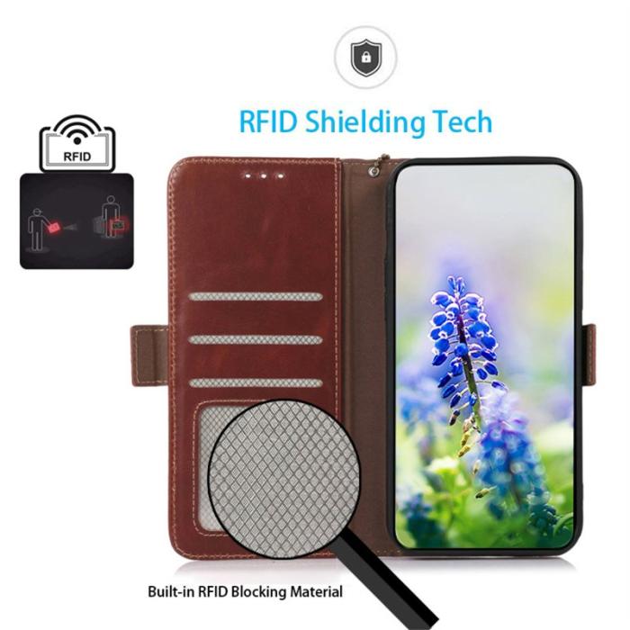 OEM - Samsung Galaxy S26 / S26 Pro Plånboksfodral RFID Skydd Äkta Läder - Brun