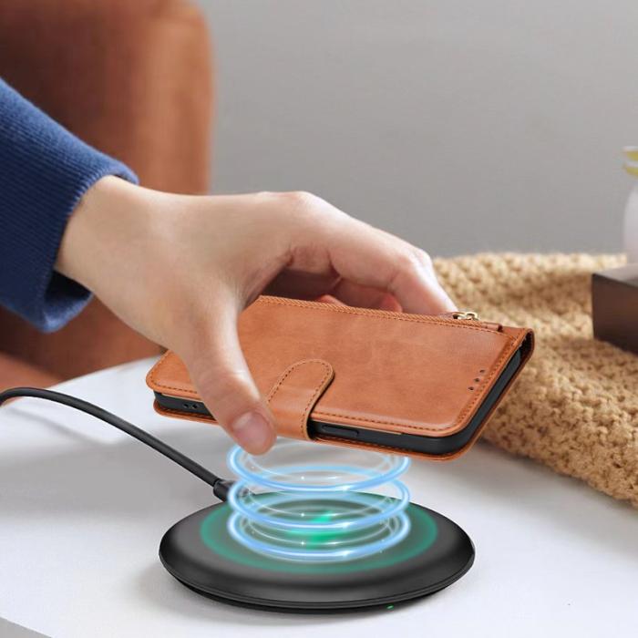 OEM - Samsung Galaxy S26 / S26 Pro Skal Fodral Med Dragkedja Äkta Läder - Brun