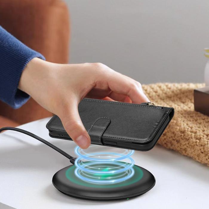 OEM - Samsung Galaxy S26 / S26 Pro Skal Fodral Med Dragkedja Äkta Läder - Svart