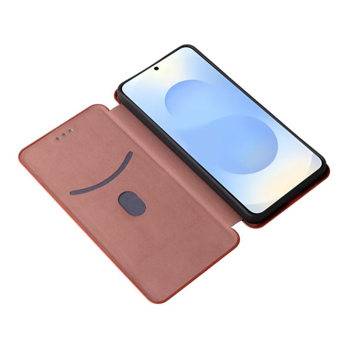 OEM - Samsung Galaxy S26/S26 Pro Skal Kolfiber PU Läder - Brun