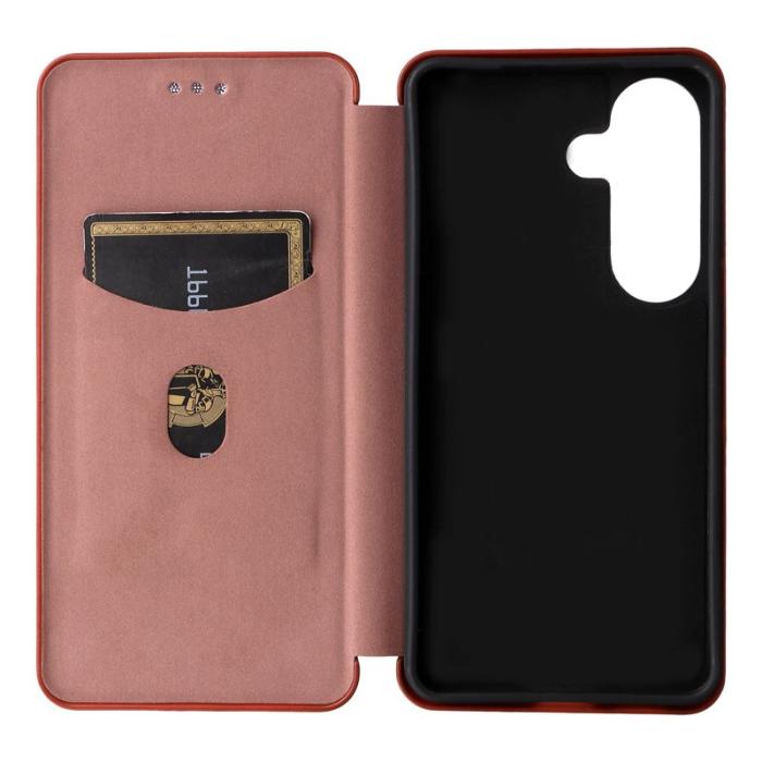 OEM - Samsung Galaxy S26/S26 Pro Skal Kolfiber PU Läder - Brun