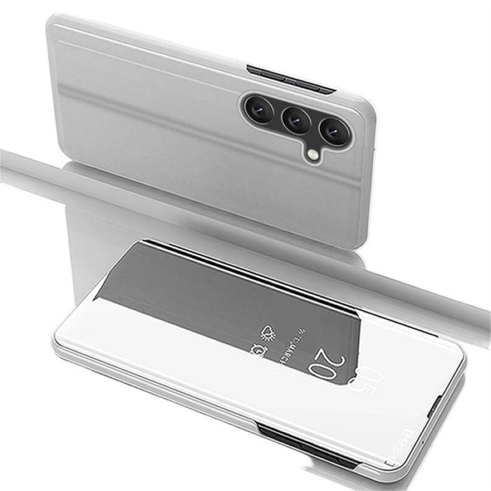 OEM - Samsung Galaxy S26 / S26 Pro Skal Med Fönster Läder Flip - Silver