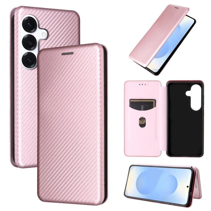 OEM - SAMSUNG Galaxy S26 Skal Kolfiber PU Läder - Roséguld