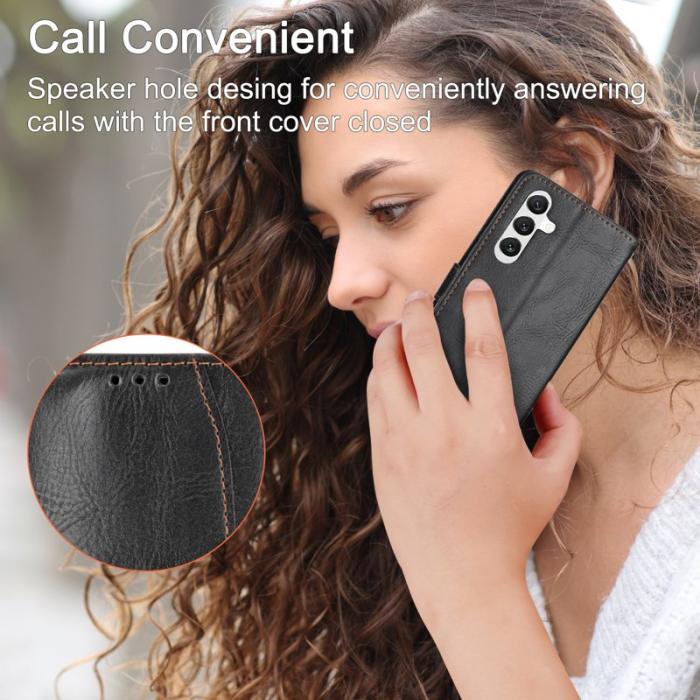 OEM - Samsung Galaxy S26 Skal Med Dragkedja Äkta Läder - Svart