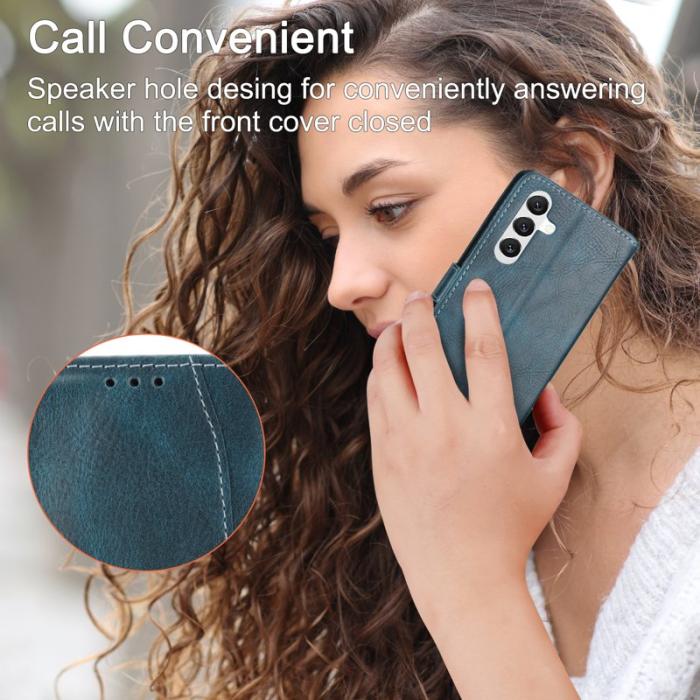 OEM - Samsung Galaxy S26 Skal Med Dragkedja Äkta Läder - Svartgrön