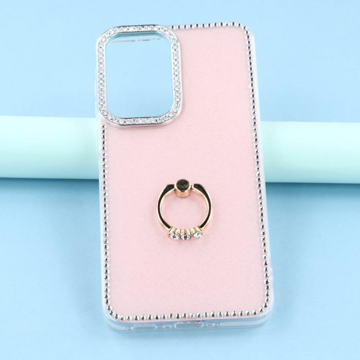 OEM - Samsung Galaxy S26 Plus Skal med Ring Kickstand TPU + PC - Glittrande Ljusrosa