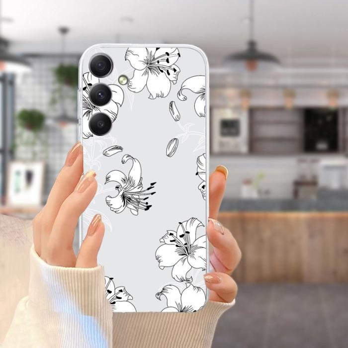 OEM - Samsung Galaxy S26 Skal Mjuk TPU Mönstertryck - Vit Blomma