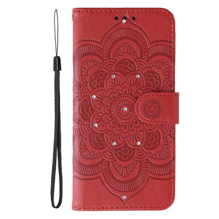 OEM - Samsung Galaxy S26 Plus Skal PU Läder Mandala Mönster - Röd