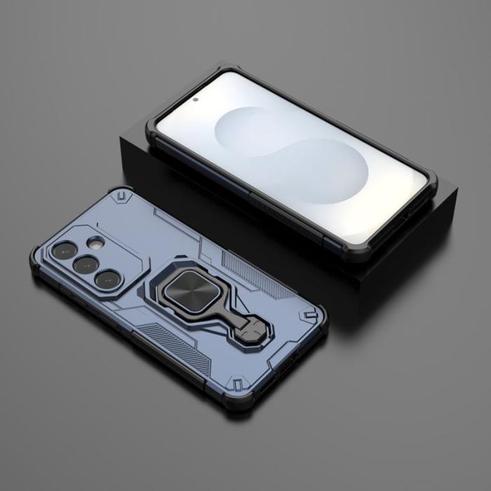 OEM - Samsung Galaxy S26 Skal Rotera Ring Kickstand Plast Stöttålig - Marinblå