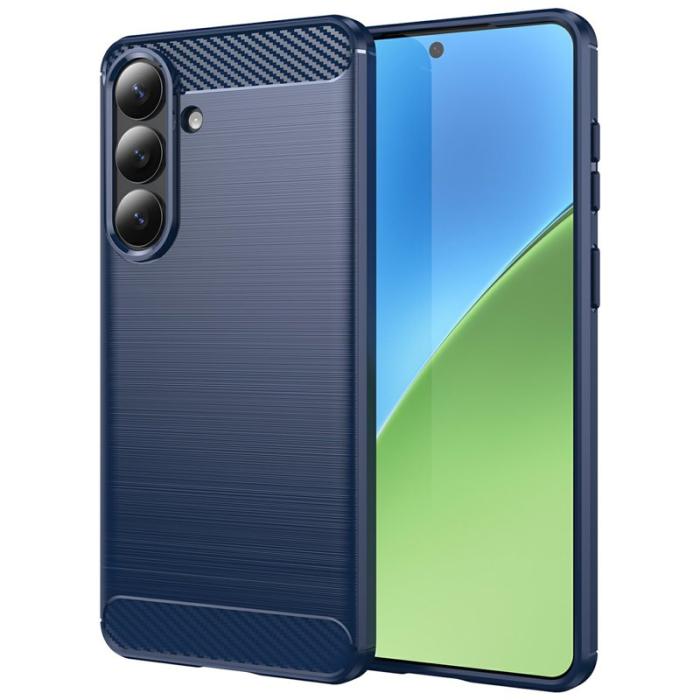 OEM - Samsung Galaxy S26 Plus Skal Skyddande Mobilfodral Kolfiber Textur - Blå