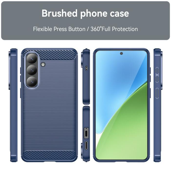 OEM - Samsung Galaxy S26 Plus Skal Skyddande Mobilfodral Kolfiber Textur - Blå