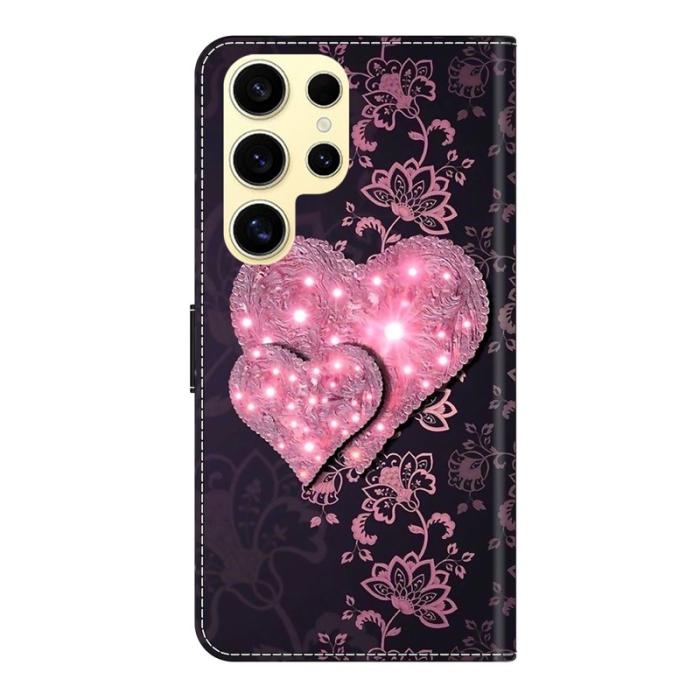 OEM - Samsung Galaxy S26 Ultra Fodral 3D Mönster PU Läder - Spets Hjärtan