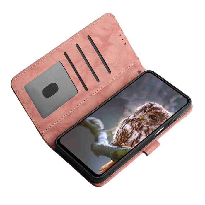 OEM - Samsung Galaxy S26 Ultra Fodral Äkta Läder Blomma Prägling - Rosa