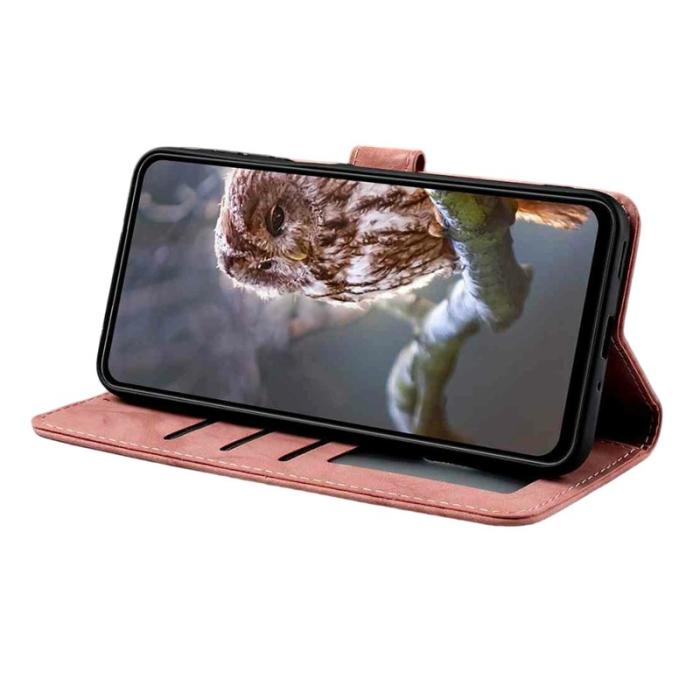 OEM - Samsung Galaxy S26 Ultra Fodral Äkta Läder Blomma Prägling - Rosa