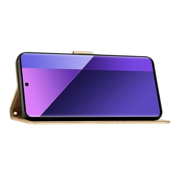 OEM - Samsung Galaxy S26 Ultra Fodral Äkta Läder Fjäril Blomma - Guld