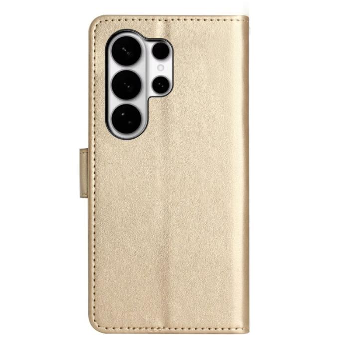 OEM - Samsung Galaxy S26 Ultra Fodral Äkta Läder Fjäril Blomma - Guld