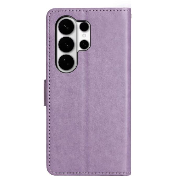 OEM - Samsung Galaxy S26 Ultra Fodral Äkta Läder Fjäril Blomma - Ljus Lila