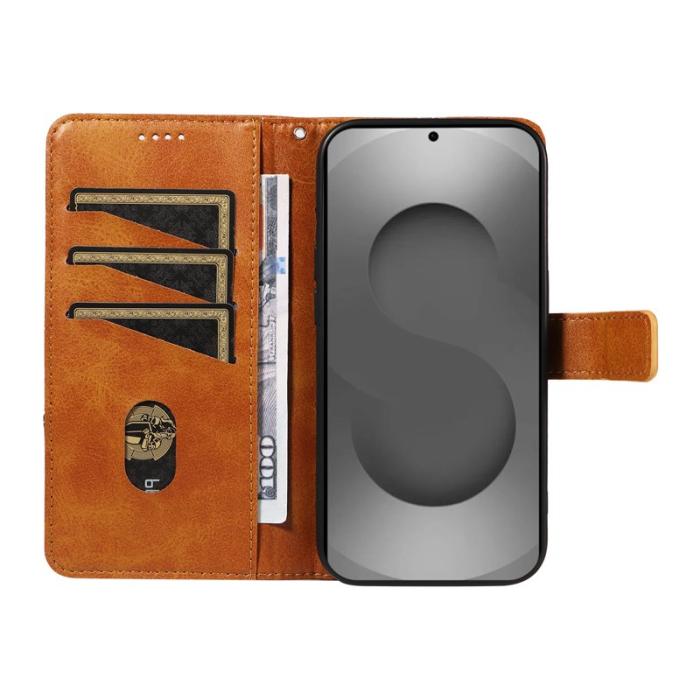 OEM - Samsung Galaxy S26 Ultra Fodral Äkta Läder Geometrisk Design - Brun