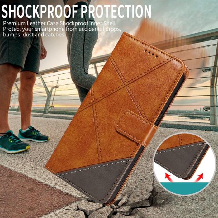 OEM - Samsung Galaxy S26 Ultra Fodral Äkta Läder Geometrisk Design - Brun