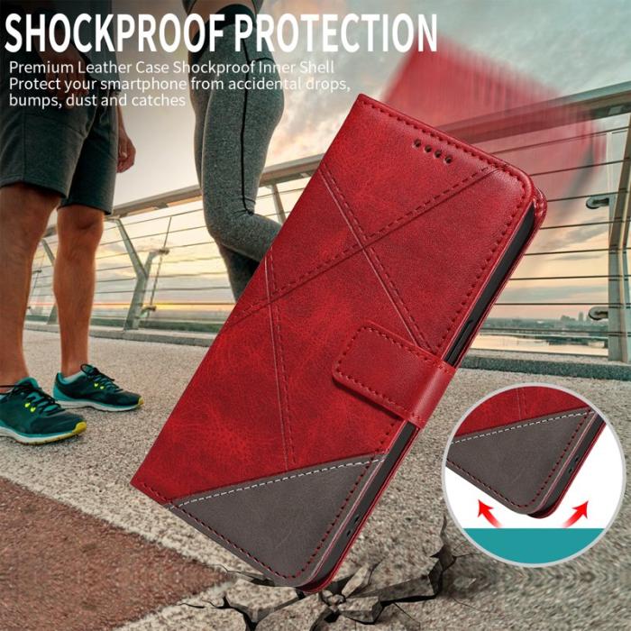 OEM - Samsung Galaxy S26 Ultra Fodral Äkta Läder Geometrisk Design - Röd