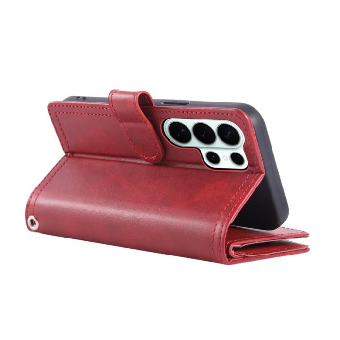 OEM - Samsung Galaxy S26 Ultra Fodral Äkta Läder Magnetiskt Skydd - Röd