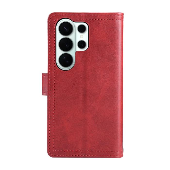 OEM - Samsung Galaxy S26 Ultra Fodral Äkta Läder Magnetiskt Skydd - Röd