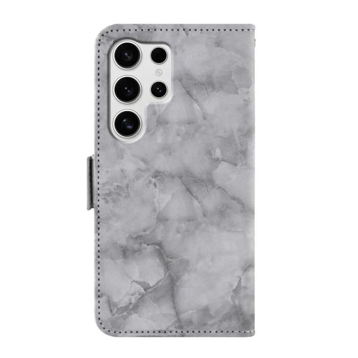 OEM - Samsung Galaxy S26 Ultra Fodral Äkta Läder Marmor Mönster - Grå