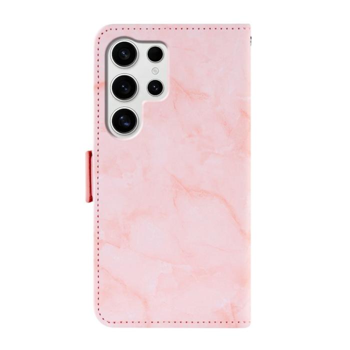 OEM - Samsung Galaxy S26 Ultra Fodral Äkta Läder Marmor - Rosa