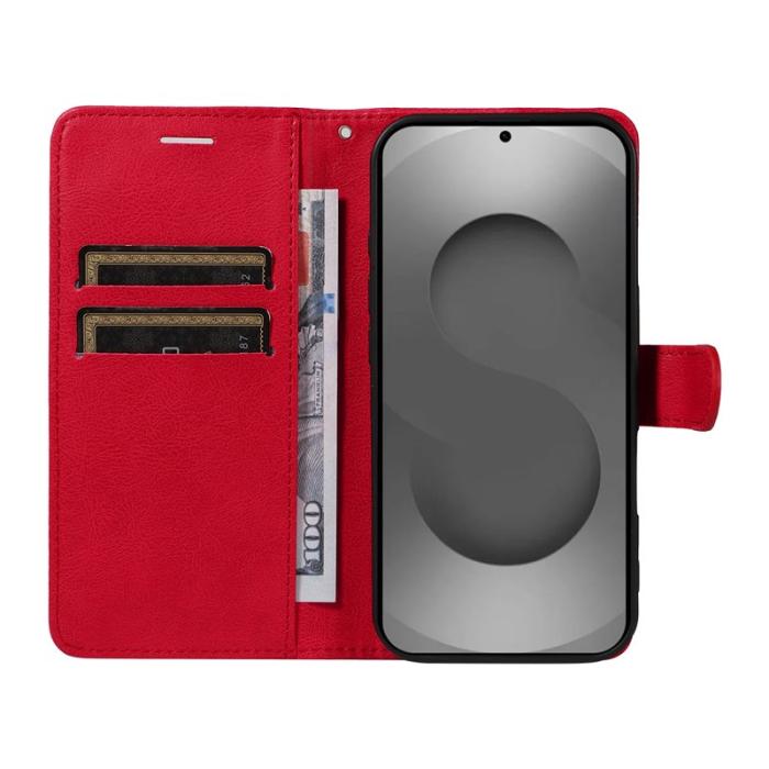 OEM - Samsung Galaxy S26 Ultra Fodral Äkta Läder Med Rem - Röd