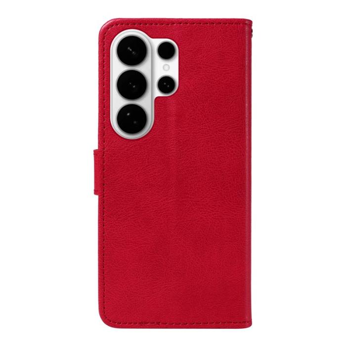 OEM - Samsung Galaxy S26 Ultra Fodral Äkta Läder Med Rem - Röd