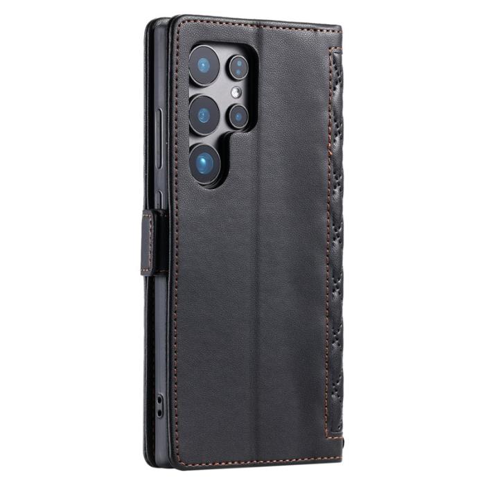 OEM - Samsung Galaxy S26 Ultra Fodral Äkta Läder Rhombus - Svart